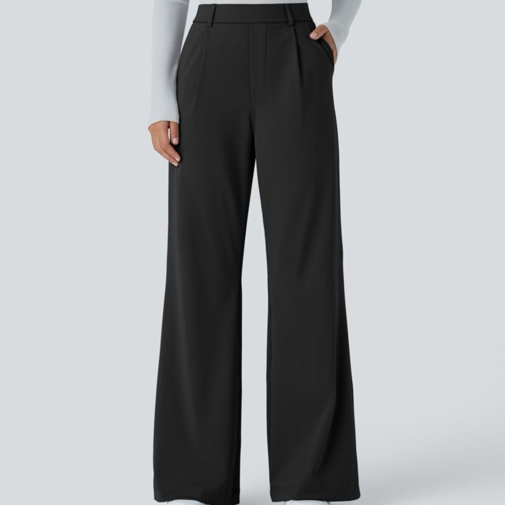 High Waisted Black Wide-Leg Pants